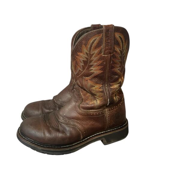 Justin Boots WK4655 Men's Stampede Collection Work Size 9.5 D Used Embroidered - Picture 1 of 8
